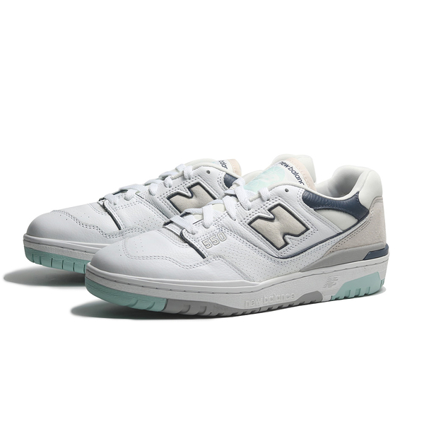 NEW BALANCE 休閒鞋 NB 550 米白湖水綠 皮革 復古鞋 男 BB550WCA