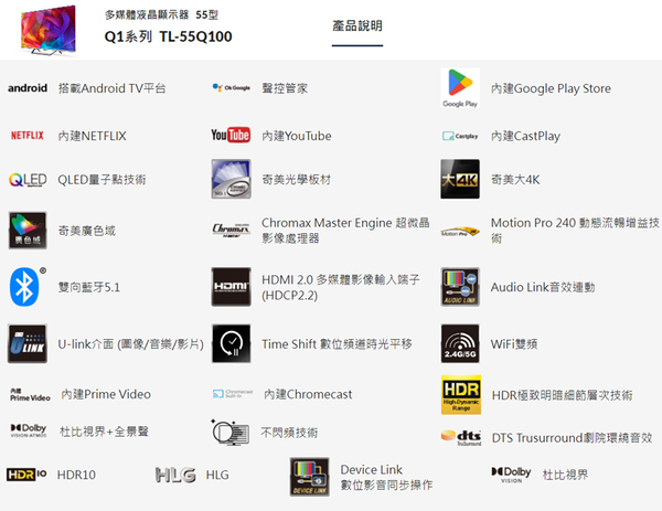 CHIMEI奇美55吋4K聯網液晶顯示器/電視/無視訊盒 TL-55Q100~含桌上型拆箱定位+舊機回收 product thumbnail 3