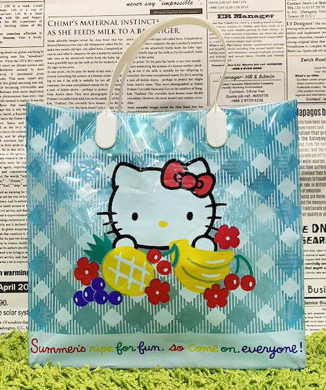 【震撼精品百貨】Hello Kitty 凱蒂貓~日本SANRIO三麗鷗KITTY塑膠袋/購物袋-水果藍*31736
