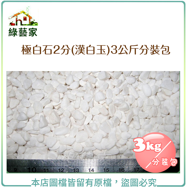 【綠藝家】極白石2分(漢白玉.特白石.鵝卵石.白卵石)3公斤分裝包