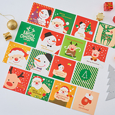 【BlueCat】聖誕節 阿拉斯加小卡片 正方形卡 賀卡 祝福卡 附信封 雪人 老人 麋鹿 隨機出貨
