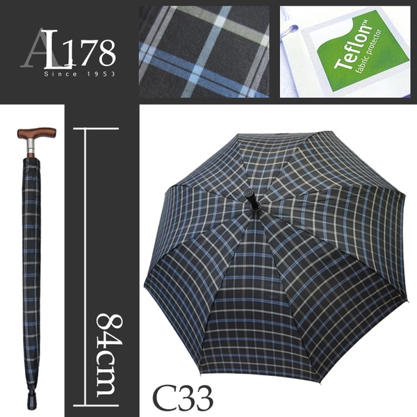 雨傘 萊登傘 兩用型 健行傘 輔助 長輩禮物 超撥水 止滑 耐用 Leotern 黑藍格紋 product thumbnail 4