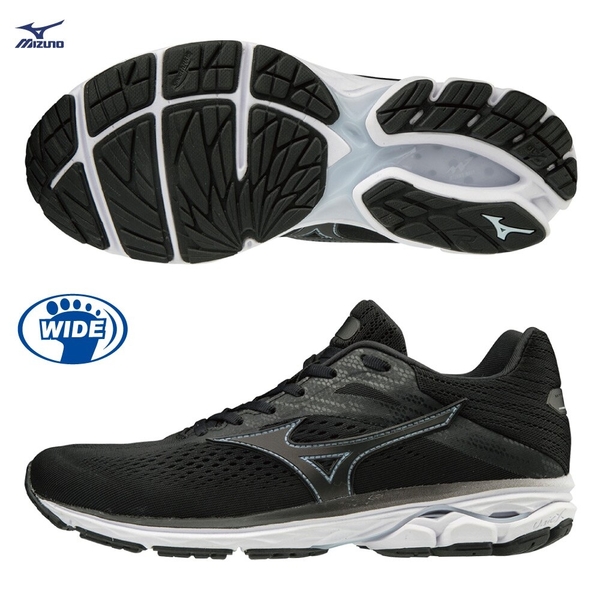 MIZUNO WAVE RIDER 23 女鞋 慢跑 路跑 3E 寬楦 避震 穩定 柔軟 DROP 12mm 黑【運動世界】J1GD190409 product thumbnail 2