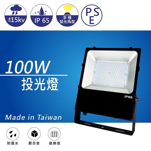 【日機】台灣製造 廣告投光燈 NLFL100A-AC 100W (黑/白) 戶外投射燈 看板照明