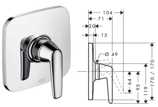 【麗室衛浴】德國頂級HANSGROHE 19621 Bouroullec 埋壁式單路外蓋