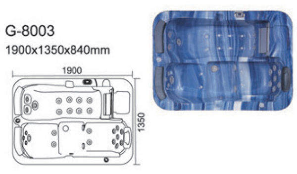 【麗室衛浴】BATHTUB WORLD 獨家擁有 豪華按摩浴缸 G-8003 多種出水按摩方式 1900*1350*840mm product thumbnail 2