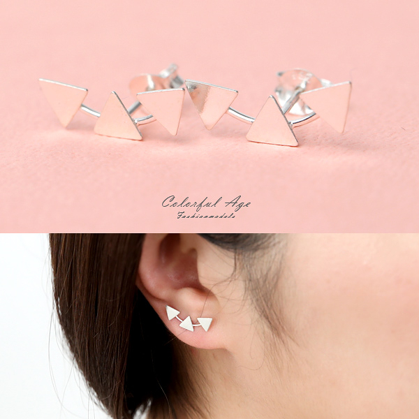 銀飾 小三角耳針純銀耳環【NPD182】一對價格