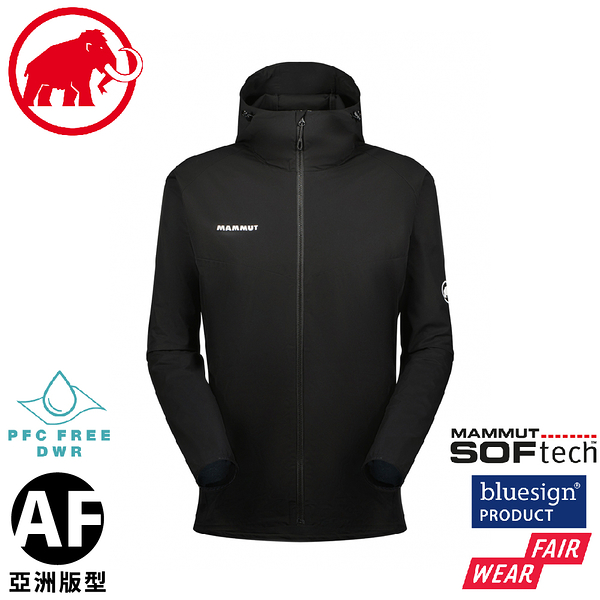 【MAMMUT 長毛象 男 GRANITE SO Hooded Jacket AF 軟殼風衣《黑/白》】1011-00322