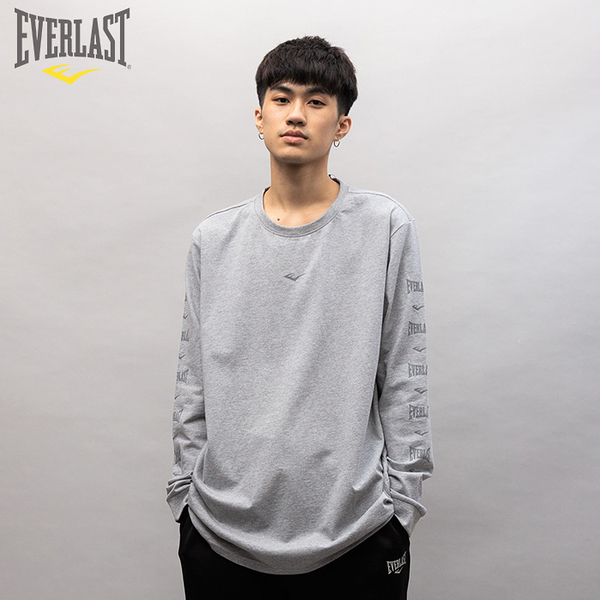 EVERLAST 長袖 灰色 串標LOGO 休閒 薄長T 男 4051100112