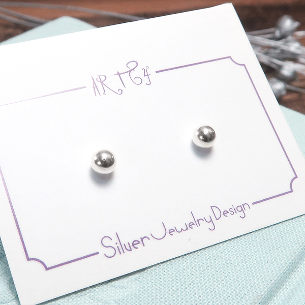 極簡銀珠耳環 4mm亮面質感圓珠 925純銀針式耳環