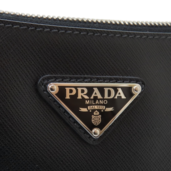 【二手名牌BRAND OFF】PRADA 普拉達 黑色 小牛皮 SAFFIANO TRAVEL 肩背包 銀扣 2VH113 product thumbnail 7