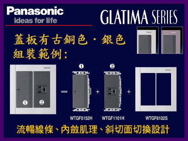 國際牌GLATIMA系列開關面板 WTGFP5252A 雙開關附蓋板(古銅色)