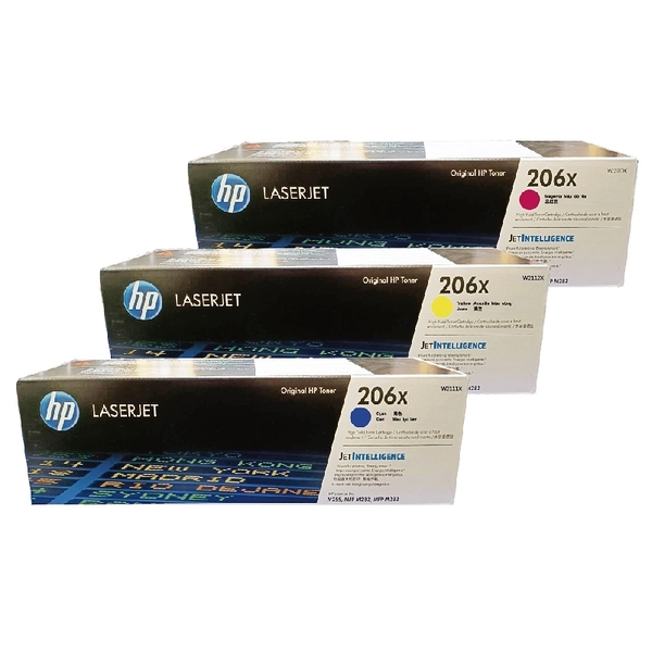 HP 206X W2111X W2112X W2113X 高列印量原廠碳粉匣 三彩一組 適用M283fdw M255dw