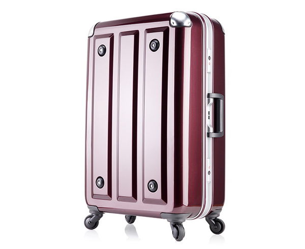 MOM JAPAN日本品牌 24吋 PC輕量化護角鋁框PC鏡面 行李箱/旅行箱 -方格紅