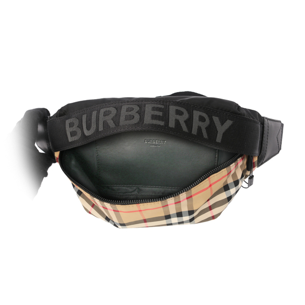 【BURBERRY】中型 Vintage 格紋及標誌性條紋腰包(典藏米色) 8026557 A7026