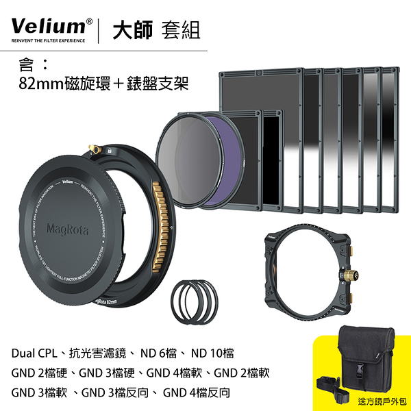 Velium 銳麗瓏 WatchHolder 方形濾鏡 Master Kit 大師套組 含82mm磁旋環+錶盤支架