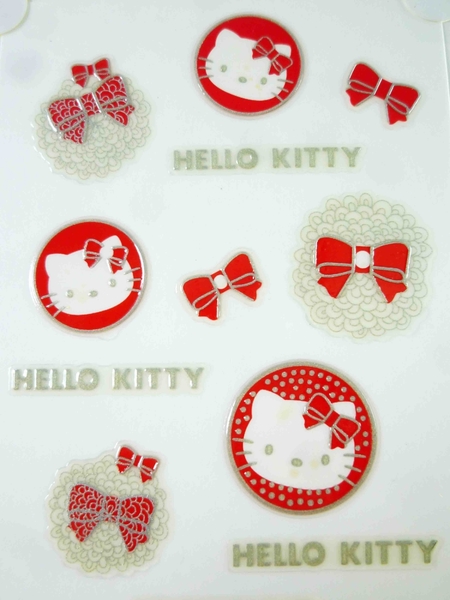 【震撼精品百貨】Hello Kitty 凱蒂貓~KITTY立體鋁鑽貼紙-紅蝴蝶結 product thumbnail 4