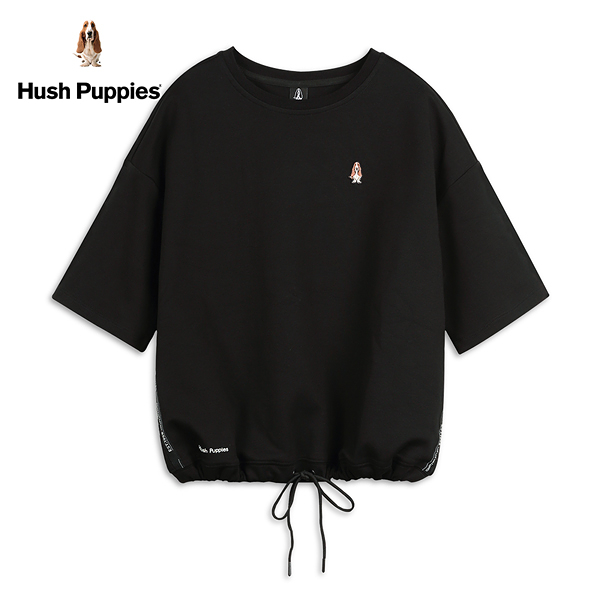 Hush Puppies 上衣 女裝短版抽繩落肩寬鬆上衣