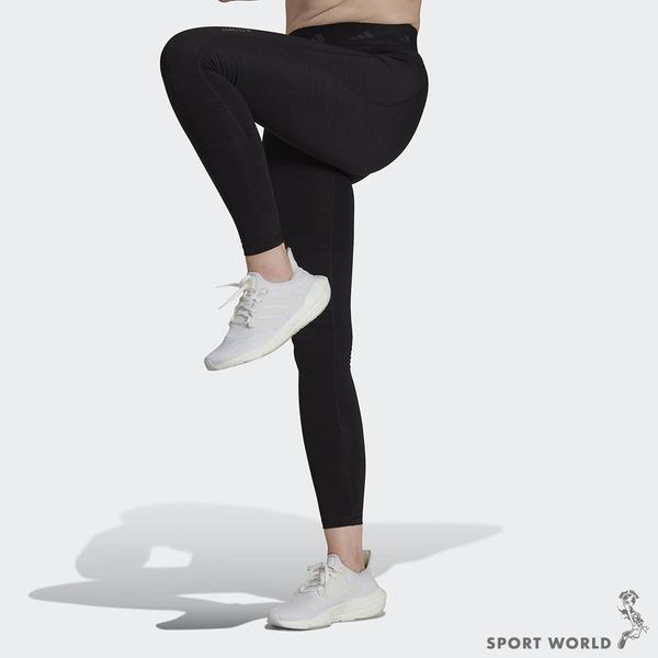 Adidas 女 緊身長褲 吸濕 排汗 刷毛 反光 黑 HS8758 product thumbnail 3