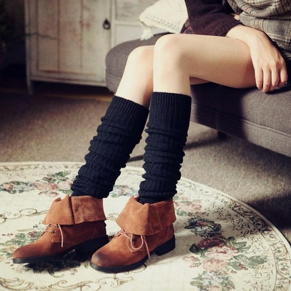 秋冬女人襪套加長加厚過膝襪羊毛保暖護膝高筒靴套粗線腳套
