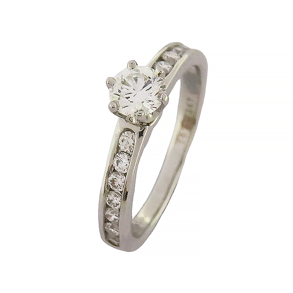 【二手名牌BRAND OFF】Tiffany & Co 蒂芬妮 Tiffany Setting 0.32CT 鑽石 PT950 半環鑲鑽 鉑金戒指