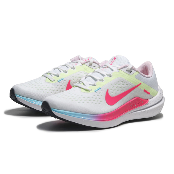 NIKE 慢跑鞋 AIR WINFLO 10 白 桃紅黃 輕量 基本款 女 FZ3973-100