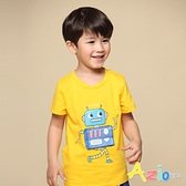 Azio 男童 上衣 立體機器人貼布印花短袖上衣T恤(黃) Azio Kids 美國派 童裝