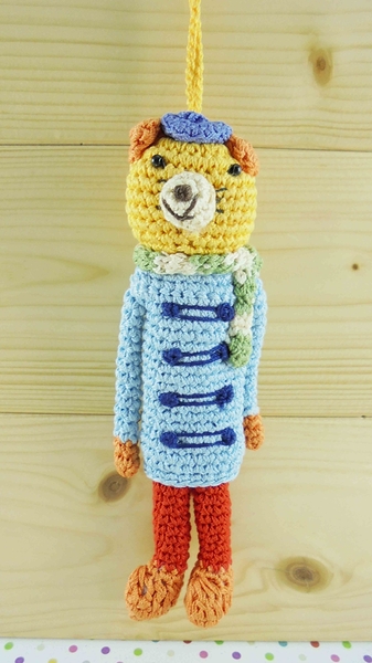 【震撼精品百貨】日本玩偶吊飾~針織材質-貓圖案-橘藍色