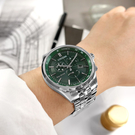 CITIZEN 星辰表 / AT2149-85X / 光動能 三眼計時 日期 藍寶石水晶玻璃 防水100米 不鏽鋼手錶 綠色 42mm