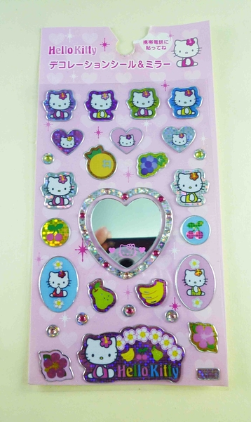 【震撼精品百貨】Hello Kitty 凱蒂貓~KITTY立體鑽貼紙-鏡子