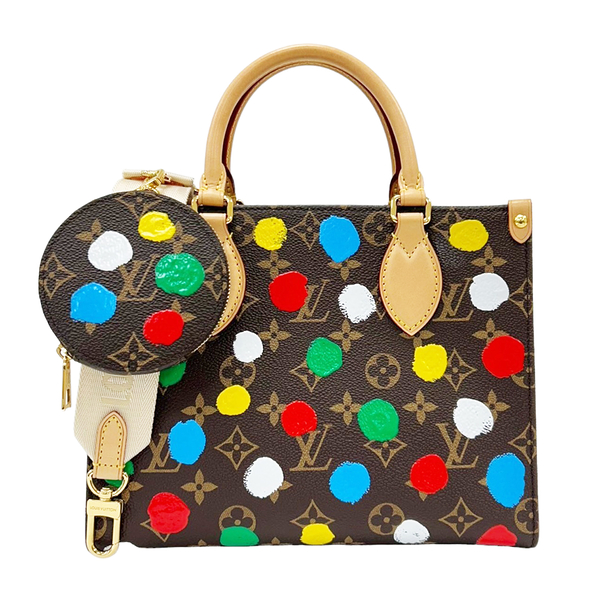 LOUIS VUITTON LV 路易威登 棕色 PVC塗層帆布 草間彌生聯名 Onthego PM 兩用包 M46380 【二手名牌BRAND OFF】