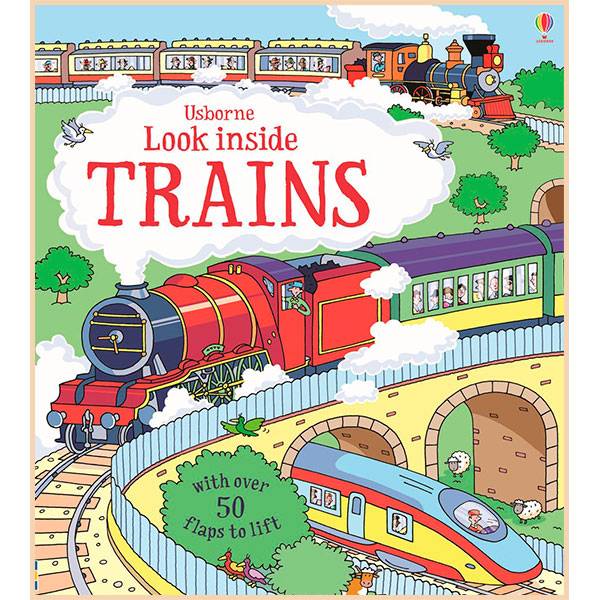 英國 Usborne 翻翻書(各式各樣的火車) Look Inside Trains【南風百貨】