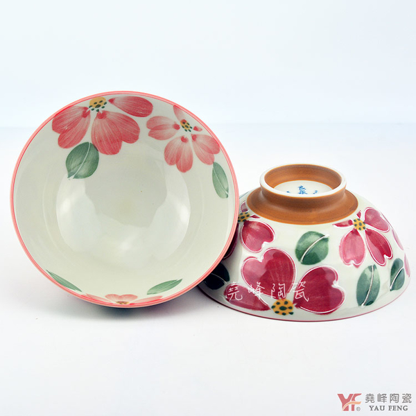 【堯峰陶瓷】日本美濃燒-三色花毛料碗 藍色 紅色(單入)|日本花|情侶 親子碗|日本製陶瓷碗 product thumbnail 7