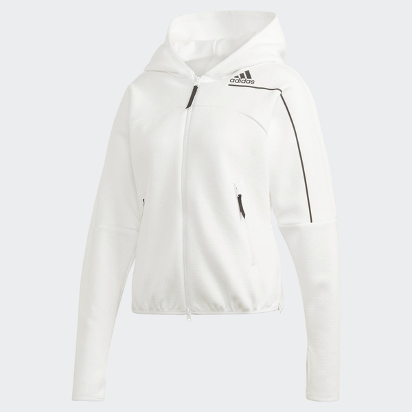 ADIDAS Z.N.E. HOODIE 女裝 外套 連帽 寬版 拉鍊口袋 運動 休閒 白【運動世界】GM3281