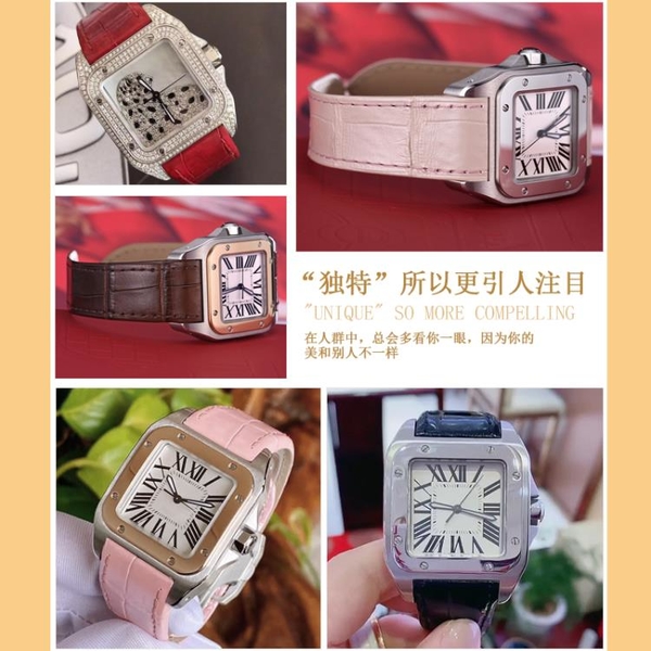 錶帶~適用卡地亞桑托斯山度士Santos100鱷魚皮真皮手錶錶帶男女原裝款