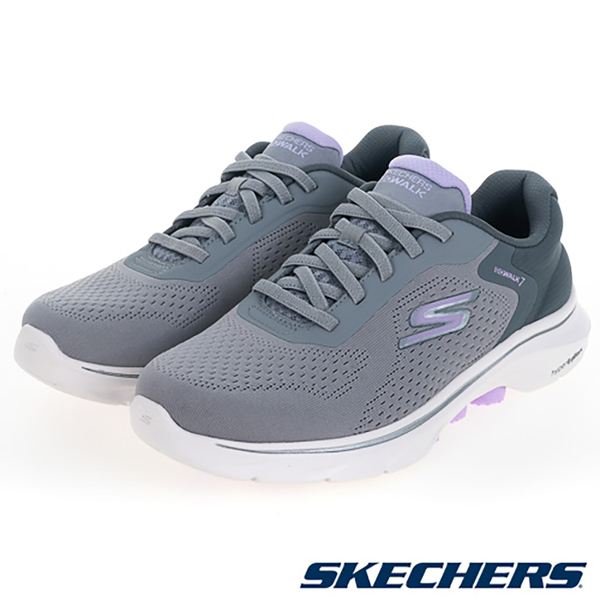 Skechers 女鞋 健走鞋 寬楦 避震 緩衝 GO WALK 7 灰紫【運動世界】125215WGYLV product thumbnail 3