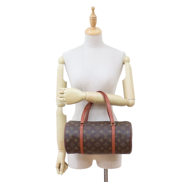 【二手名牌BRAND OFF】LOUIS VUITTON LV 路易威登 棕色 原花 紅皮 PVC塗層帆布 Papillon 30 圓筒包 product thumbnail 8