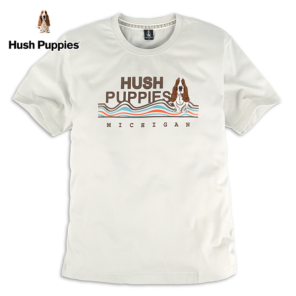 Hush Puppies T恤 男裝植絨印花刺繡狗短袖T恤