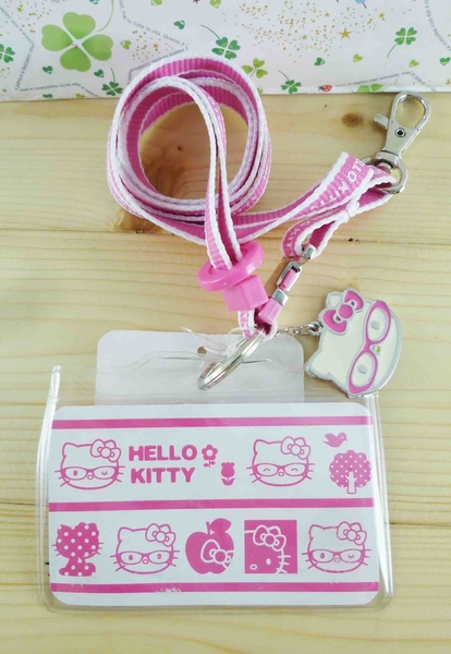 【震撼精品百貨】Hello Kitty 凱蒂貓~KITTY證件套附繩-眼鏡圖案-粉色 product thumbnail 2