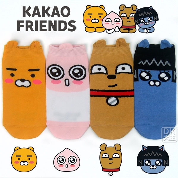 KAKAO FRIENDS 大頭款直板襪 韓國正版授權襪子 童襪/成人襪【DK大王】
