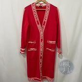 BRAND楓月 CHANEL 香奈兒 P61036 白字母邊 粉紅 針織 長版外套 #34 洋裝 開釦外套 喀什米爾