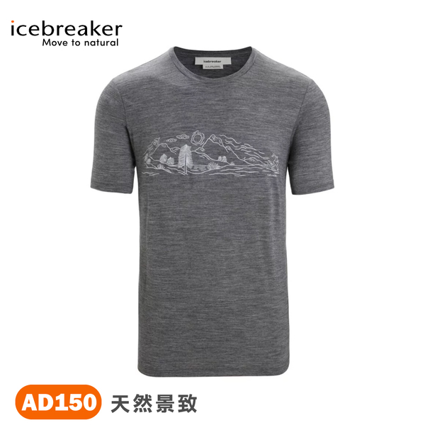 【Icebreaker 紐西蘭 男 Tech Lite II圓領短袖上衣-天然景致AD150灰《灰色》】IB0A56NB/短T