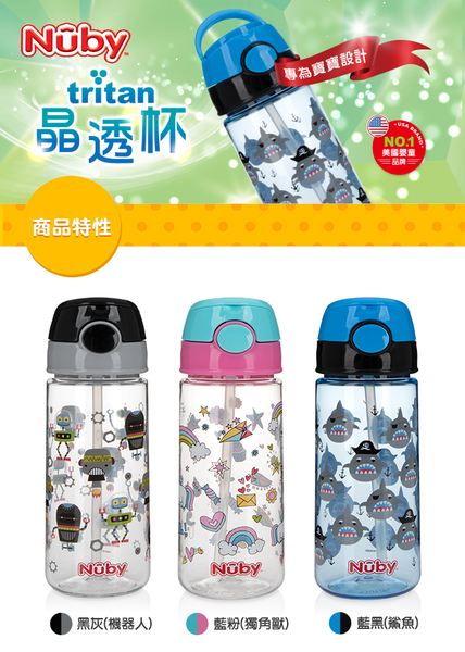 Nuby 晶透運動水杯(細吸管)532ml (款式任選) product thumbnail 2