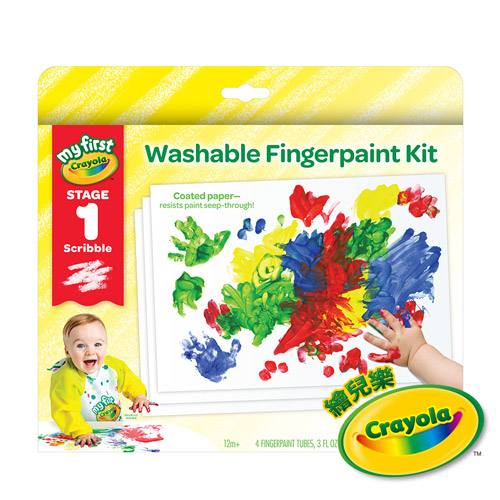 美國Crayola繪兒樂 幼兒可水洗手指畫顏料4色組(紅/黃/藍/綠)