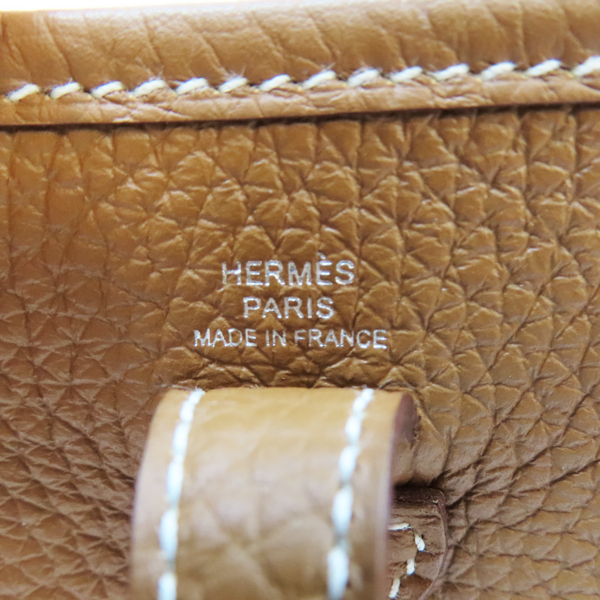 【二手名牌BRAND OFF】HERMES 愛馬仕 棕色 牛皮 Mini Evelyne 16 單肩包 U刻 product thumbnail 6