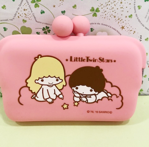 【震撼精品百貨】Little Twin Stars KiKi&LaLa 雙子星小天使~雙子星矽膠零錢包-粉#77376 product thumbnail 3