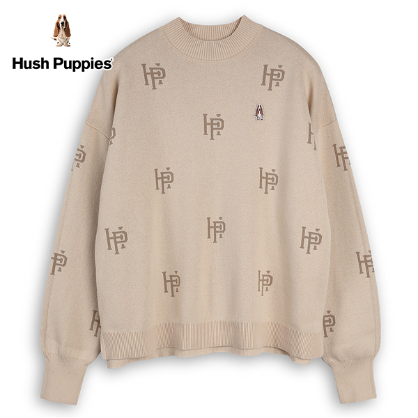 Hush Puppies 線衫 女裝HP滿版字母緹花針織長袖線衫