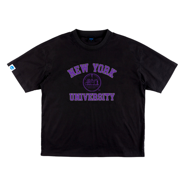 NCAA 短T 紐約大學 黑紫 印花LOGO 寬版 短袖 中性 7325110420