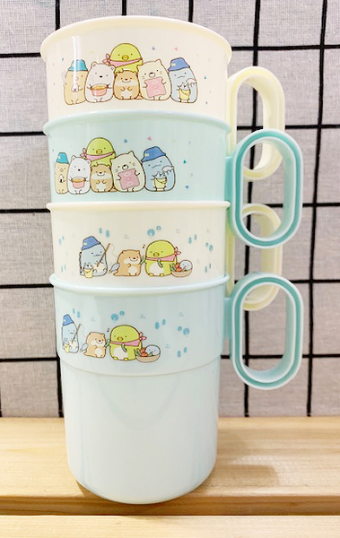 【震撼精品百貨】角落生物 Sumikko Gurashi~SAN-X 角落生物 握把塑膠杯/水杯(4入)#51659