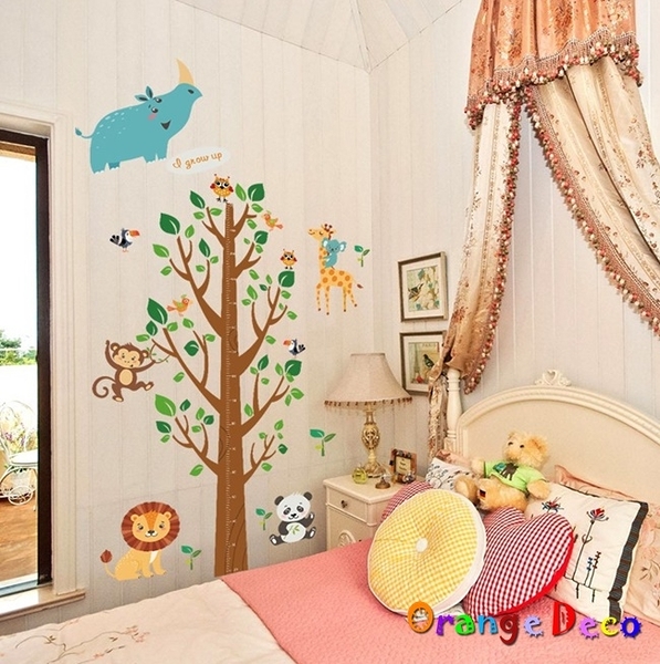 壁貼【橘果設計】動物和身高樹 DIY組合壁貼 牆貼 壁紙 壁貼 室內設計 裝潢